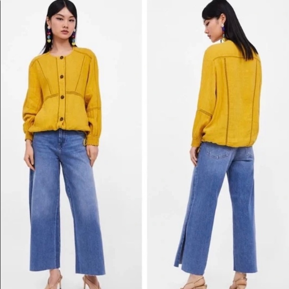 Zara Mustard Linen Jacket. Size M.